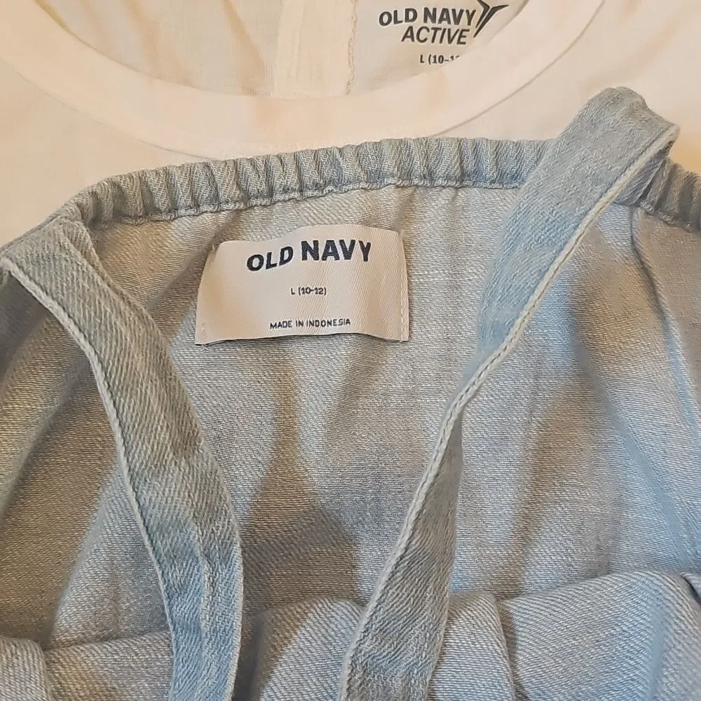 Old Navy Light Blue Denim Kids Romper  Set  10-12 NWT